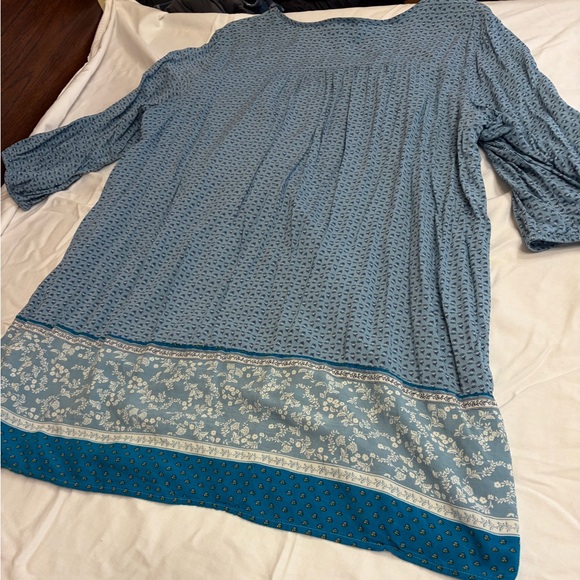 Old Navy Blue Floral Blouse Tunigan/Dress Boho Cottagecore - Picture 2 of 8
